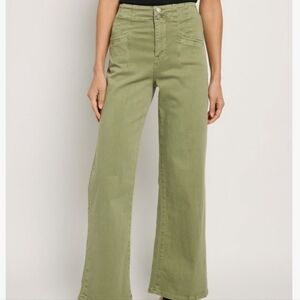 3125 NWT Mica Denim Pistachio Wide Leg Stretchy Jeans Sz 32 Olive